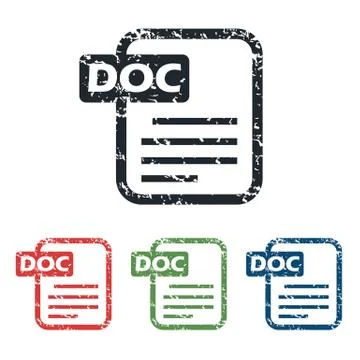 Doc file grunge icon set Stock Illustration