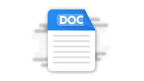 DOC file icon. Flat design graphic. Animation DOC icon. Motion design isolated Stock Footage 219024548