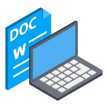 Doc file icon, isometric style Stock Illustration