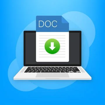 DOC file icon. Spreadsheet document type. Modern flat design graphic illustra Stock Illustration