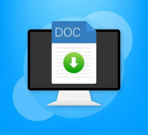 DOC file icon. Spreadsheet document type. Modern flat design graphic illustra Illustrazione stock