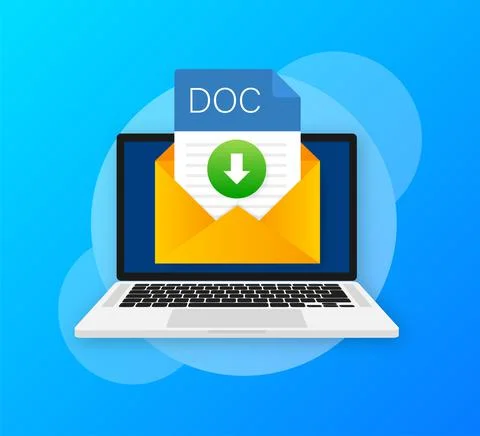 DOC file icon. Spreadsheet document type. Modern flat design graphic Stock Illustration