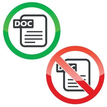 DOC file permission signs set Stock Illustration