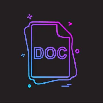 DOC file type icon design vector Illustrazione stock