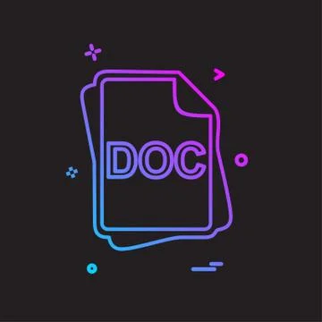 DOC file type icon design vector Illustrazione stock