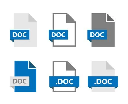 DOC files document icon set, DOC file format sign Illustrazione stock