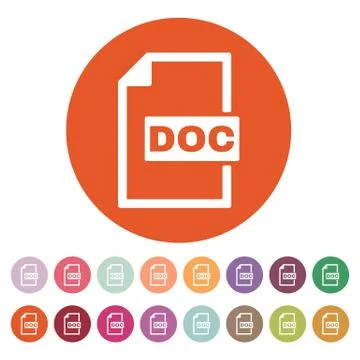 The DOC icon. Text file format symbol. Flat Stock Illustration