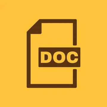 The DOC icon. Text file format symbol. Flat Stock Illustration
