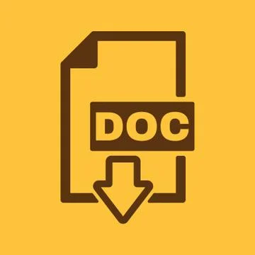 The DOC icon. Text file format symbol. Flat Stock Illustration