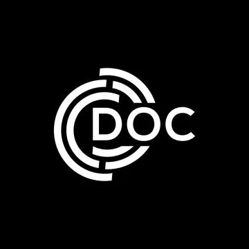 DOC letter logo design on black background. DOC creative initials letter logo Illustrazione stock