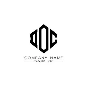 DOC letter logo design with polygon shape. DOC polygon and cube shape logo .. Illustrazione stock