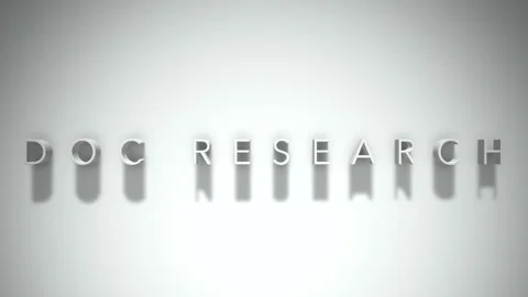 Doc research 3D title animation with shadows on a white background Stock Footage 297904649