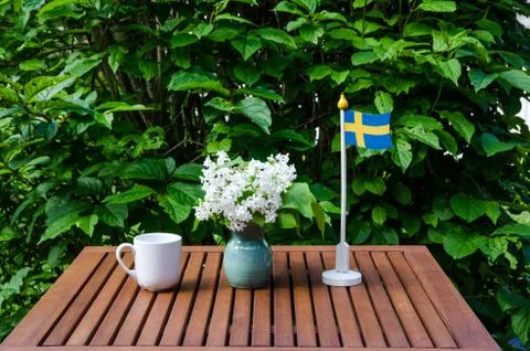 Docerated swedish table Stock Photos