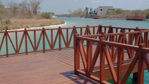 DOCK AND ARTIFICIAL  LAKE Stock Footage 74552031