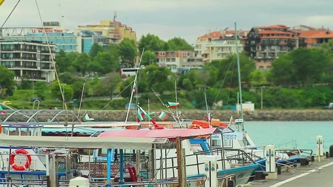 Dock and view of town 動画素材 78069053