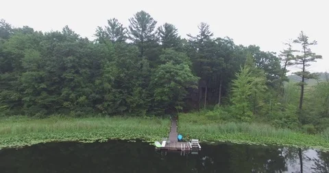 Dock Back Up Revealing Lake Stock Footage 79376062