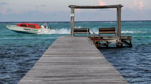 Dock on Caribbean Sea Stock Footage 41774463