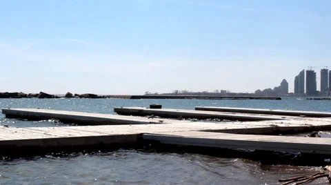 Dock on City Beach Stock Footage 37332523