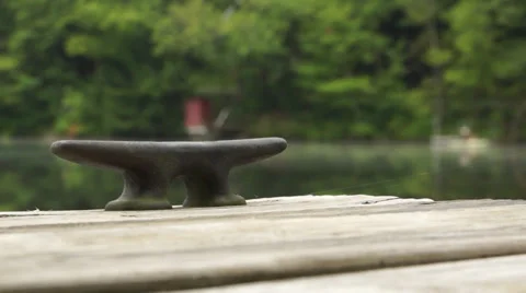 Dock Cleat on Lake Stock Footage 34279225