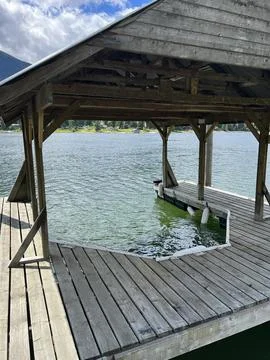 Dock, close up of covered dock, covered dock, water Foto stock