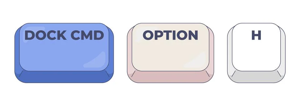 Dock CMD Option H computer keyboard shortcut Stock Illustration