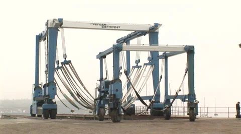 Dock crane for boats Stock Footage 32623711