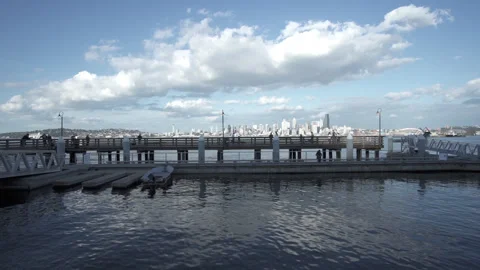 Dock With Downtown Seattle In Background Stock Footage 302769323