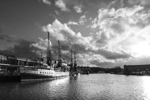 The dock at Harbourside area on a cloudy day Stock Photos