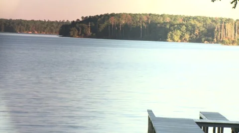 Dock on lake bright Stock Footage 919278