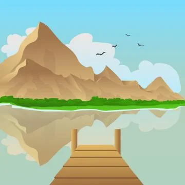 Dock on the lake Stock Illustration