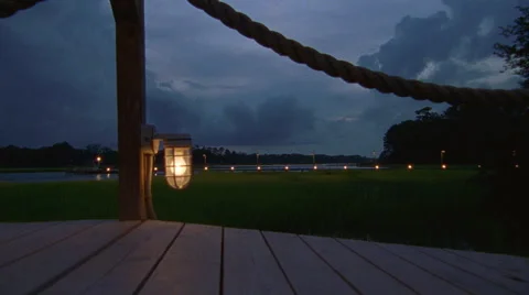 Dock Light Close Up with Lightning Vídeo Stock 43668033