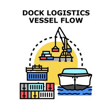 Dock logistics vessel flow operations concept Stock Illustration