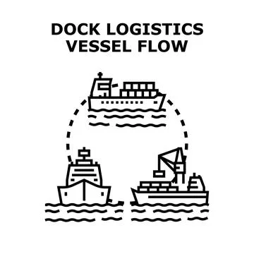 Dock logistics vessel flow scheme illustration Stock Illustration