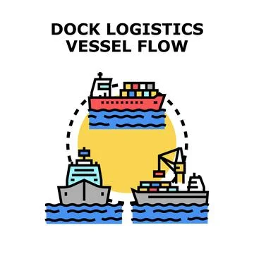 Dock logistics vessel flow scheme illustration Stock Illustration