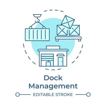 Dock management soft blue concept icon Stock Illustration
