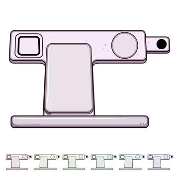 Dock multi device charging station cartoon vector graphic Stockillustratie