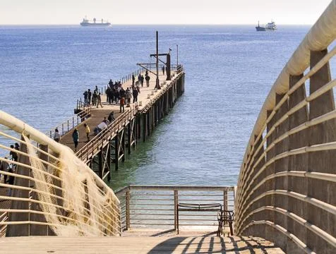 Dock with people Stock Photos
