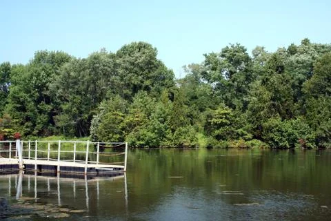 Dock on a pond Stock Photos