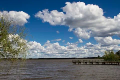 Dock on the river Stock Photos