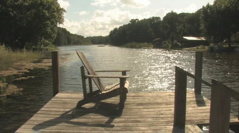 Dock on the River at sunset Stock Footage 483421