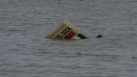Dock Sign Half Under Water after Hurricane Matthew Stock Footage 141153652