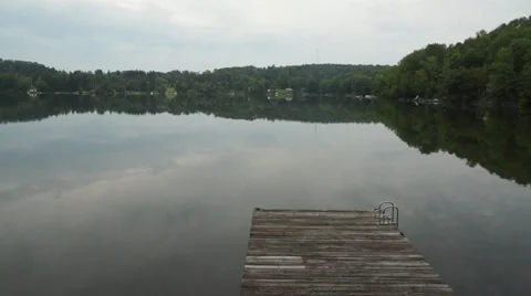 Dock on a still Lake Stock Footage 34278011