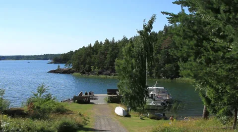 Dock stretches into the Lake Video stock 27557158