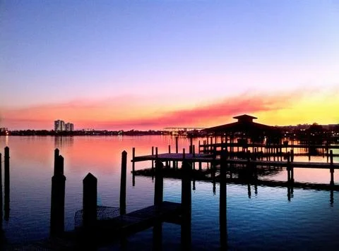 The Dock At Sunset Stock Photos