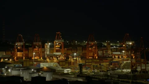 Dock timelapse, cranes and logisticks Stock Footage 247543710