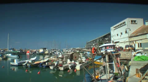 Dock View and pan to Restaurant Stock Footage 25141453