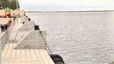 Dock with views of the river Stock Footage 75617582