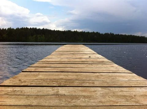 Dock on water in Lithuania Stock Photos