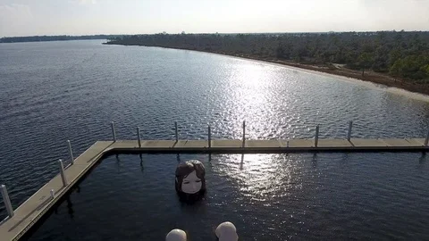 Dock on water sculpture Stock Footage 80737934