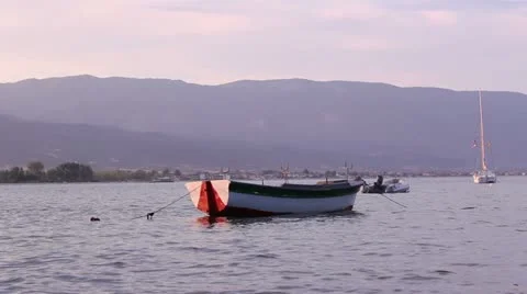 Docked boat floating _1 Stock Footage 11852606